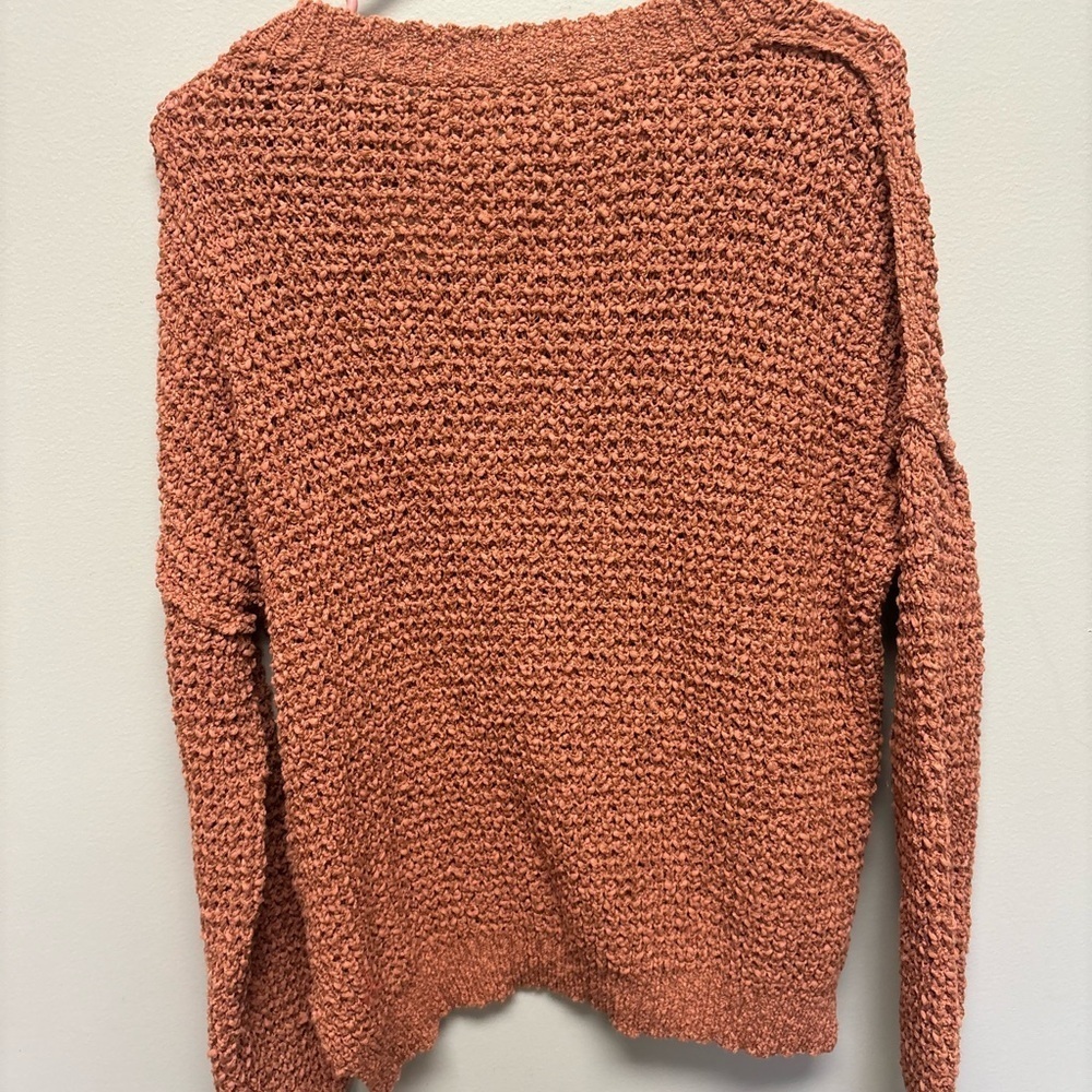 Veveret Cozy Knit Henley Sweater in Rust - Picture 6 of 6